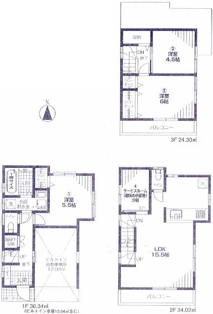 Floor plan. 40,800,000 yen, 3LDK + S (storeroom), Land area 55 sq m , Building area 94.66 sq m