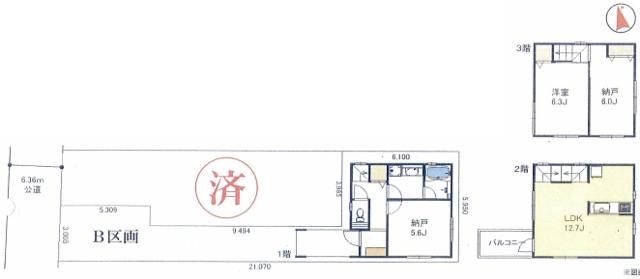 Compartment view + building plan example. Building plan example, Land price 25,100,000 yen, Land area 71.42 sq m