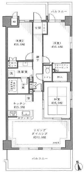 Floor plan. 3LDK, Price 45,800,000 yen, Occupied area 75.82 sq m , Balcony area 16.42 sq m 3 direction room! Is a listing of pet-friendly (bylaws Yes).