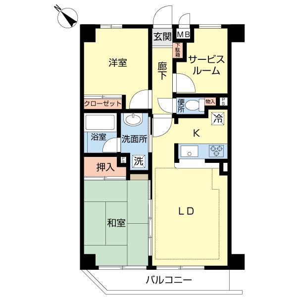 Floor plan. 2LDK, Price 25,800,000 yen, Occupied area 56.26 sq m , Balcony area 5.3 sq m