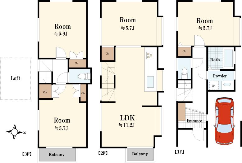 Floor plan. 36,900,000 yen, 4LDK, Land area 53.34 sq m , Building area 81.55 sq m large 4LDK