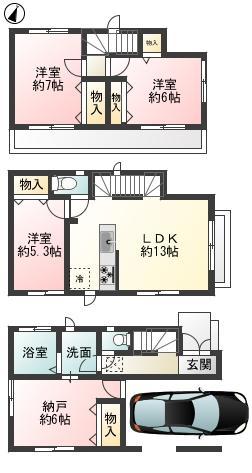 Building plan example (introspection photo). 88.17 sq m  Three stories