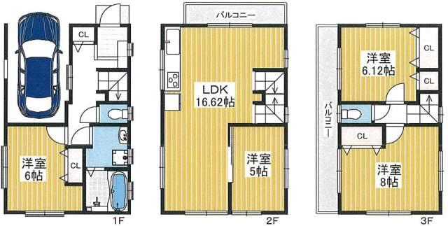 Floor plan. 48,300,000 yen, 4LDK, Land area 55.99 sq m , Building area 108.32 sq m