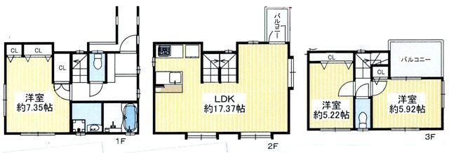 Floor plan. 39,800,000 yen, 3LDK, Land area 71.02 sq m , Building area 85.34 sq m