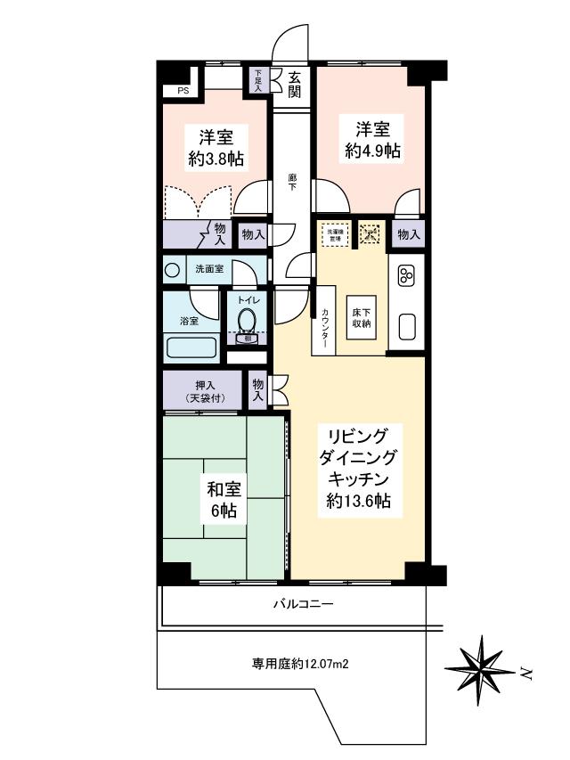 Floor plan. 2LDK + S (storeroom), Price 24,800,000 yen, Occupied area 62.16 sq m