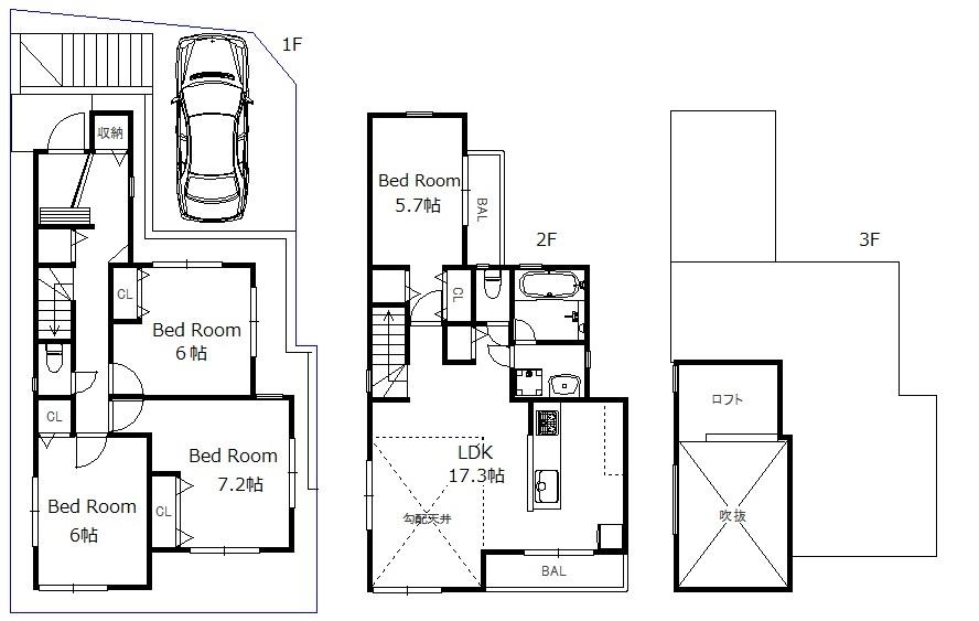 Floor plan. (A Building), Price 48,800,000 yen, 4LDK, Land area 100 sq m , Building area 98.32 sq m