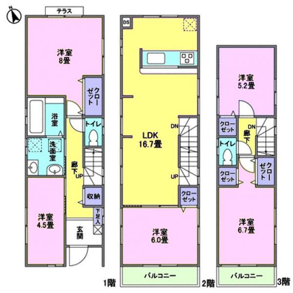 Floor plan. 46,800,000 yen, 5LDK, Land area 79.84 sq m , Building area 106.11 sq m