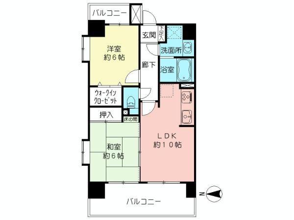 Floor plan. 2LDK, Price 33,800,000 yen, Occupied area 52.26 sq m , Balcony area 12.74 sq m Mato