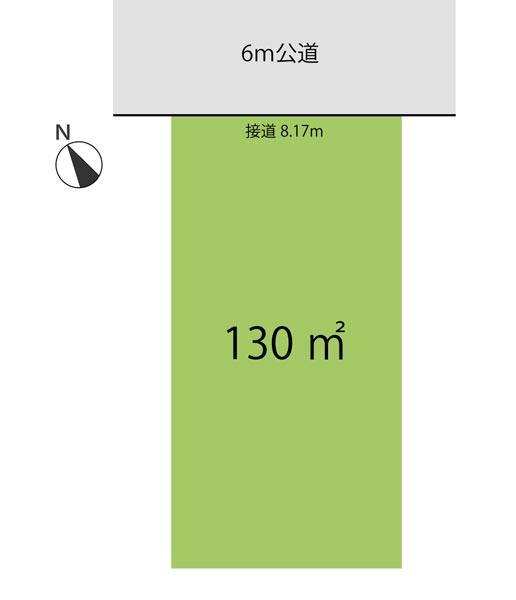 Compartment figure. Land price 82,200,000 yen, Land area 130 sq m compartment view (site area 6m, Contact the road width 8.17m)
