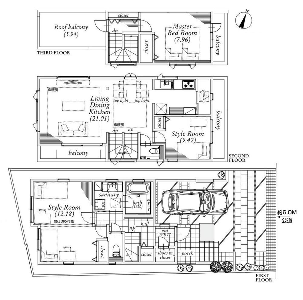 Floor plan. (B No. House), Price 93,800,000 yen, 3LDK, Land area 106.39 sq m , Building area 128.11 sq m