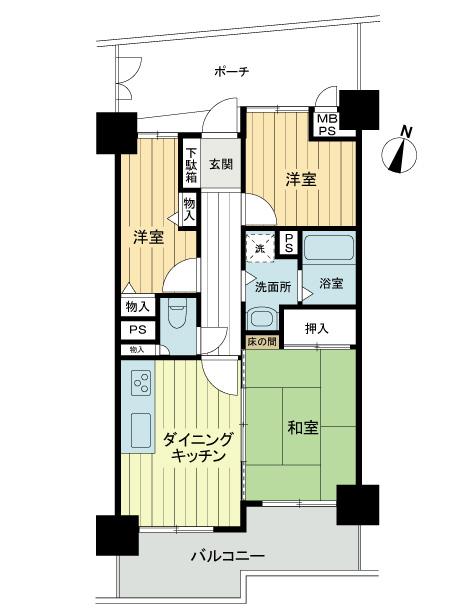Floor plan. 3DK, Price 19,800,000 yen, Footprint 50.4 sq m , Balcony area 8.96 sq m