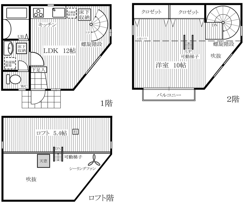 Floor plan. 23.8 million yen, 1LDK, Land area 31.26 sq m , Building area 38.88 sq m 1F ・  ・  ・ 21.07 sq m , 2F ・  ・  ・ 17.81 sq m , loft ・  ・  ・ 8.84 sq m