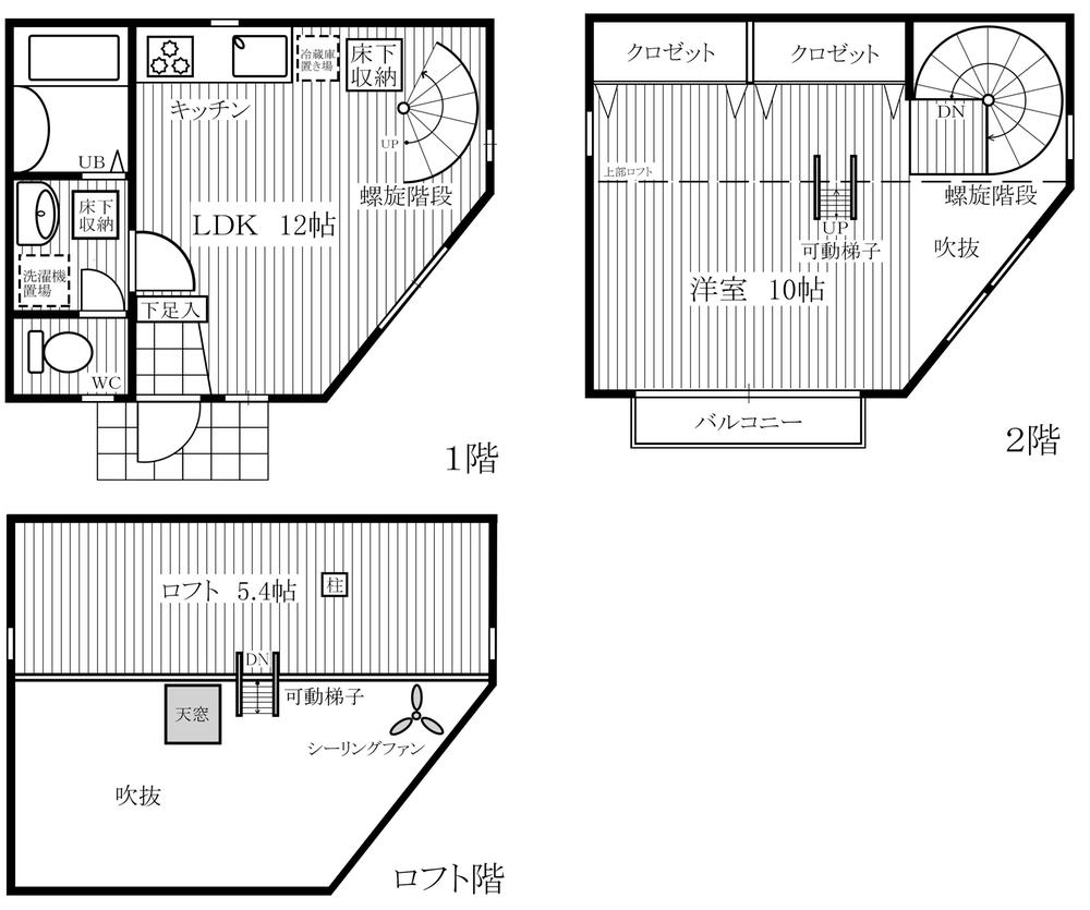 Floor plan. 23.8 million yen, 1LDK, Land area 31.26 sq m , Building area 38.88 sq m 1F ・ ・ ・ 21.07 sq m , 2F ・ ・ ・ 17.81 sq m , loft ・ ・ ・ 8.84 sq m