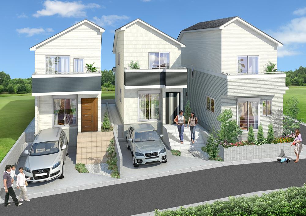 Rendering (appearance). It is a two-story house with Rendering garage