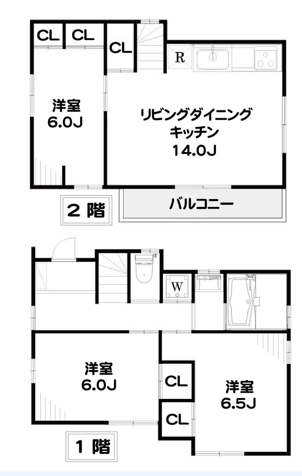 Compartment view + building plan example. Building plan example, Land price 36,800,000 yen, Land area 88.97 sq m , Building price 11 million yen, Building area 73.7 sq m reference plan