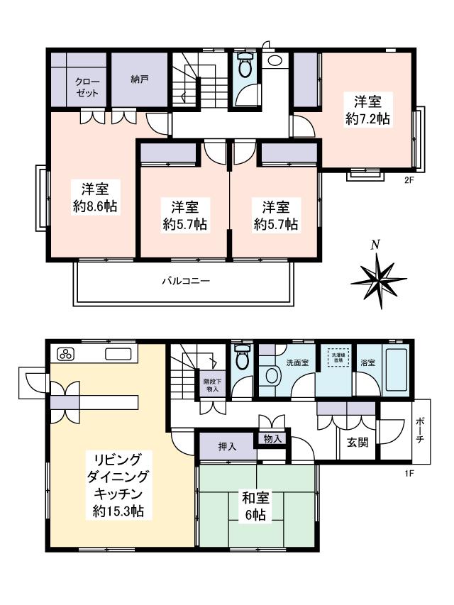 Floor plan. 64,900,000 yen, 5LDK, Land area 146.91 sq m , Building area 124.93 sq m