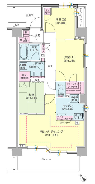 Floor: 3LDK + WIC + SIC, the occupied area: 69.72 sq m