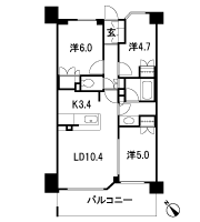 Floor: 3LDK, occupied area: 63.04 sq m