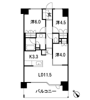 Floor: 3LDK, occupied area: 64.15 sq m