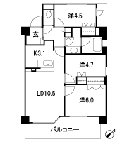 Floor: 3LDK, occupied area: 63.59 sq m