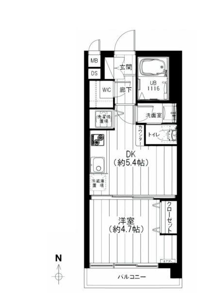 Floor plan. 1LDK, Price 14.9 million yen, Occupied area 29.16 sq m , Balcony area 4.32 sq m