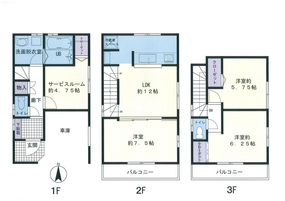Floor plan. 44,800,000 yen, 3LDK + S (storeroom), Land area 60 sq m , Building area 96.17 sq m
