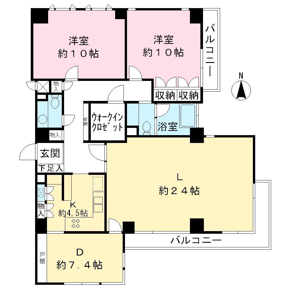Floor plan. 2LDK, Price 63 million yen, Footprint 131.75 sq m