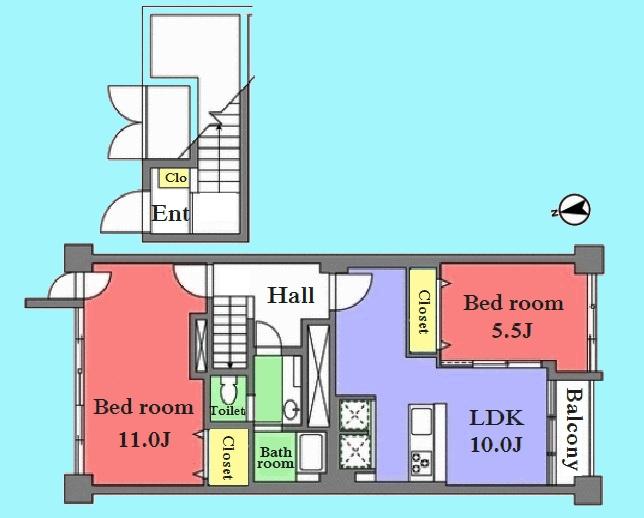 Floor plan. 2LDK, Price 25,800,000 yen, Occupied area 67.75 sq m , Balcony area 2.48 sq m