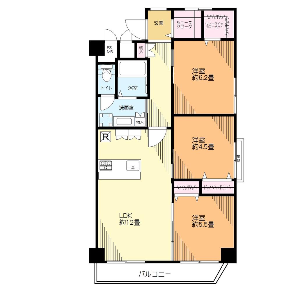 Floor plan. 3LDK, Price 28.8 million yen, Occupied area 70.71 sq m , Balcony area 6.37 sq m storage rich floor plan