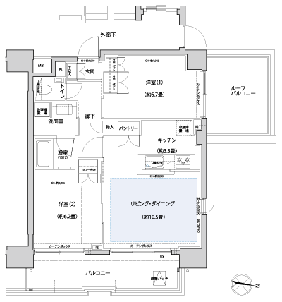 Floor: 2LDK, occupied area: 59.97 sq m, Price: 48,200,000 yen (tentative)