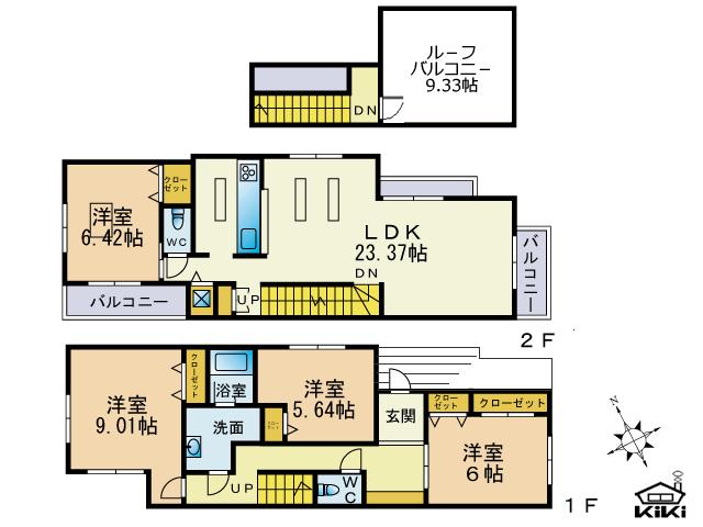 Floor plan. 95,800,000 yen, 4LDK, Land area 120.33 sq m , Building area 119.03 sq m 4LDK mosquitoes - space - Sutsuki