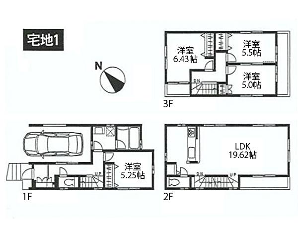Building plan example (floor plan). Building plan example (residential land 1) 4LDK, Land price 44,800,000 yen, Land area 60 sq m , Building price 16.5 million yen, Building area 100.4 sq m