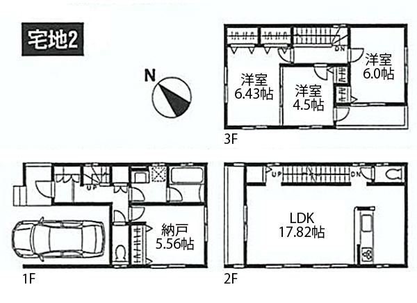 Building plan example (floor plan). Building plan example (residential land 2) 3LDK + S, Land price 43,800,000 yen, Land area 60 sq m , Building price 16.5 million yen, Building area 100.18 sq m