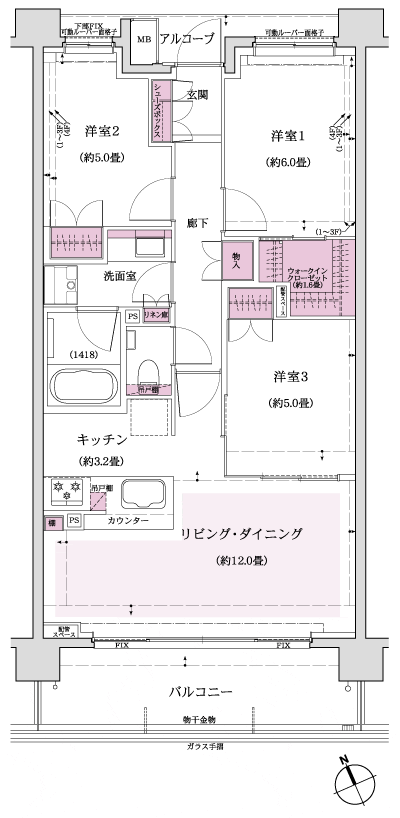 Floor: 3LDK + W, the area occupied: 70.3 sq m, Price: TBD