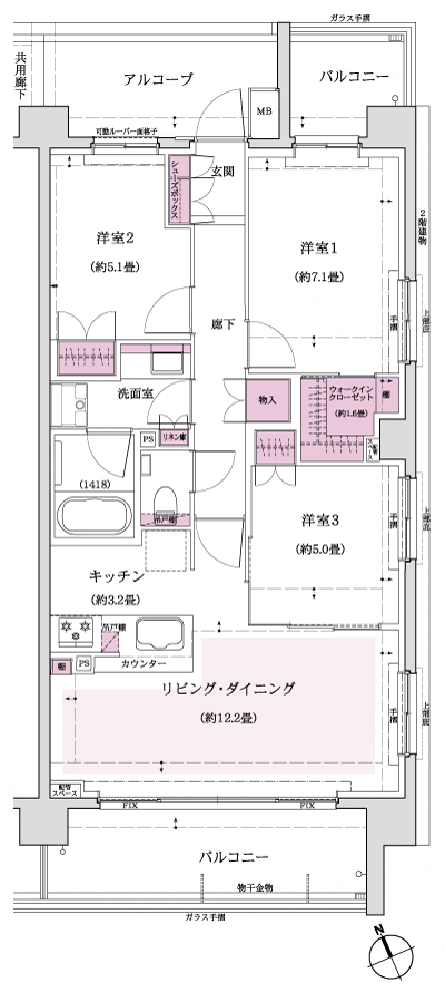 Floor: 3LDK + W, the area occupied: 73.6 sq m, Price: TBD