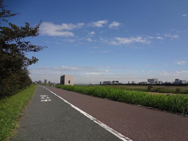 Other Environmental Photo. Tama River embankment green road. Is a holiday you like, such as cycling?