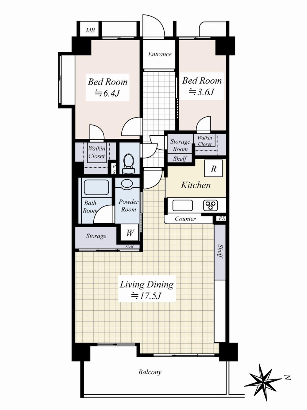 Floor plan. 2LDK, Price 41,500,000 yen, Footprint 71.1 sq m , Balcony area 10.01 sq m