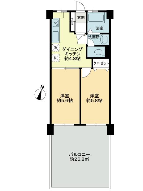 Floor plan. 2DK, Price 15,980,000 yen, Per day on its own area of ​​41.32 sq m southeast facing good! Rare floor plan with a roof balcony!