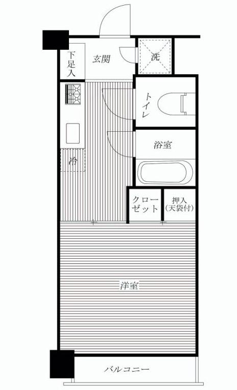 Floor plan. 1K, Price 13.4 million yen, Occupied area 29.16 sq m , Balcony area 3.6 sq m