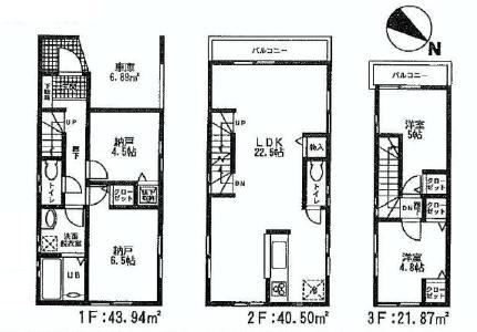 Floor plan. (1 Building), Price 64,800,000 yen, 4LDK, Land area 82.04 sq m , Building area 106.31 sq m