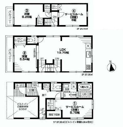 Floor plan. 46,800,000 yen, 4LDK, Land area 61.92 sq m , Building area 99.07 sq m