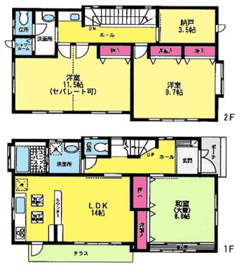 Floor plan. 110 million yen, 3LDK + S (storeroom), Land area 163.24 sq m , Building area 123.22 sq m site (December 8, 2013) Shooting
