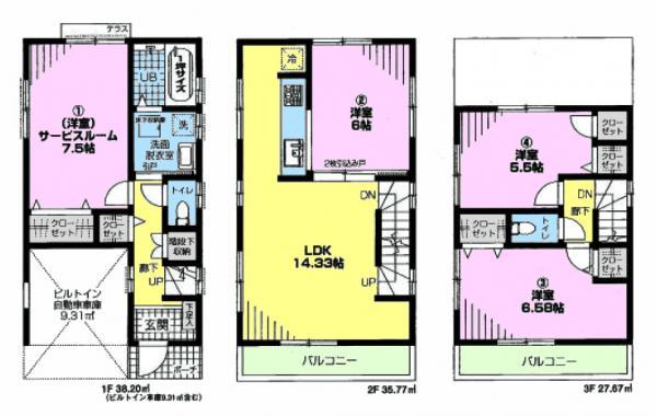 Floor plan. 39,300,000 yen, 4LDK, Land area 59.81 sq m , Building area 101.64 sq m