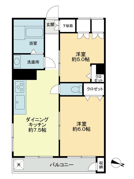 Floor plan. 2DK, Price 17.8 million yen, Occupied area 40.59 sq m