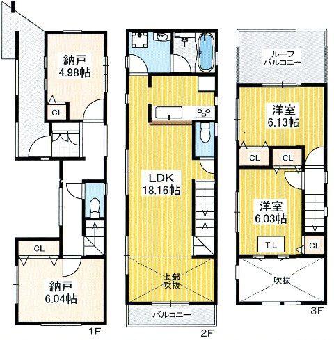 Floor plan. 41,800,000 yen, 4LDK, Land area 98.77 sq m , Building area 95.23 sq m