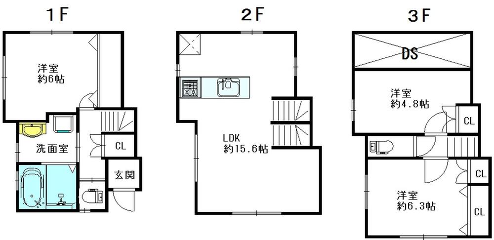 Floor plan. 39,980,000 yen, 3LDK, Land area 54.38 sq m , Building area 81.58 sq m