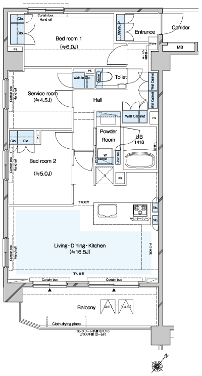 Floor: 2LDK + S + WIC, the occupied area: 74.75 sq m