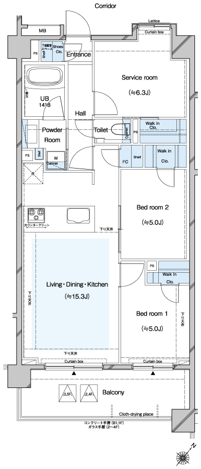 Floor: 2LDK + S + 3WIC + SIC, the occupied area: 70.12 sq m