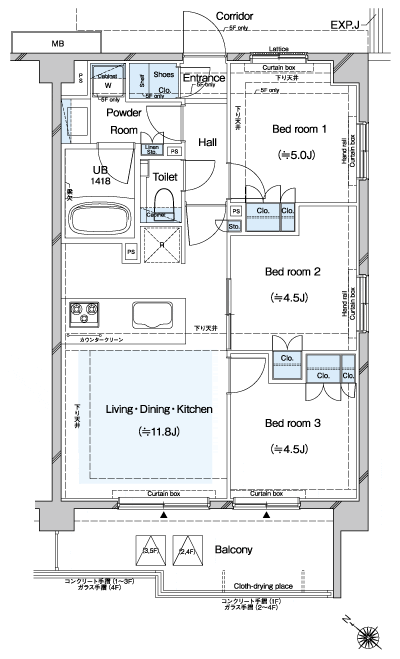 Floor: 3LDK + SIC, the occupied area: 56.11 sq m