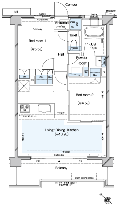 Floor: 2LDK + SIC, the occupied area: 52.68 sq m